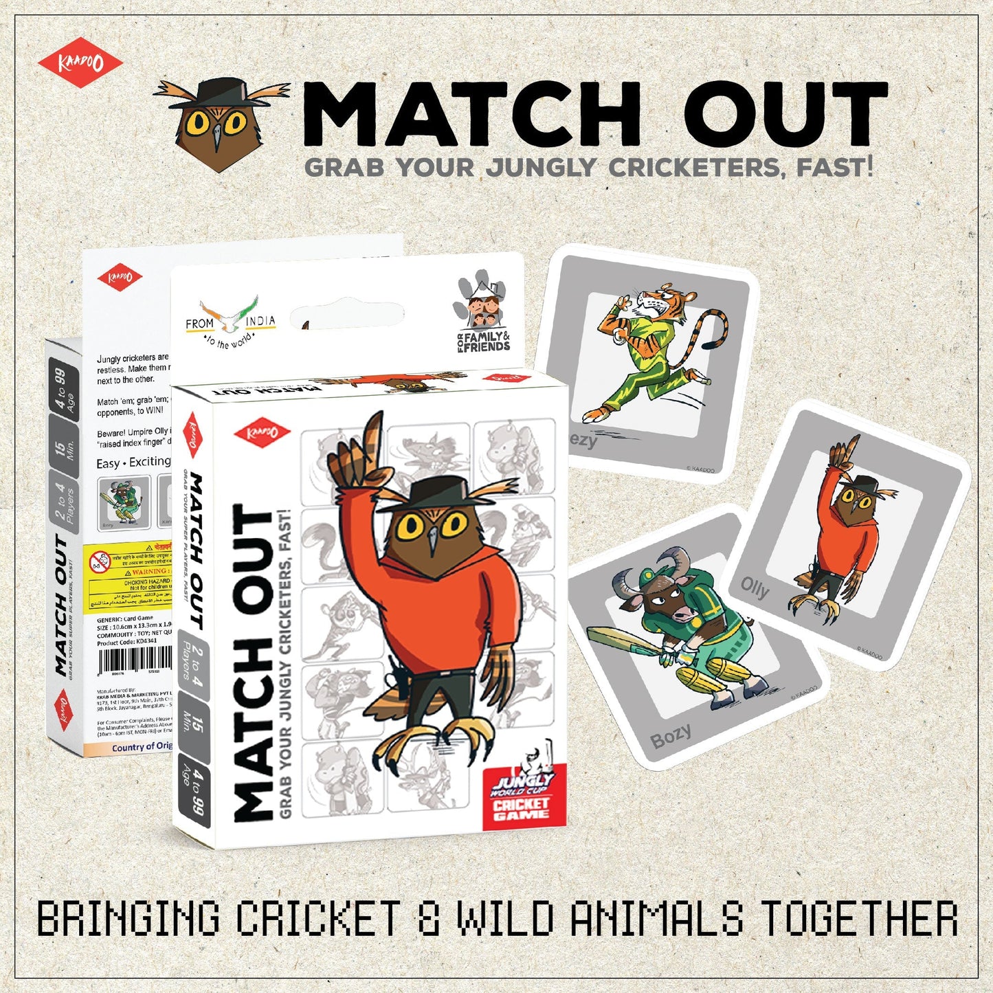 MATCH OUT Card Game - Grab Your JUNGLY CRICKETERS, Fast! (Pack of 10)